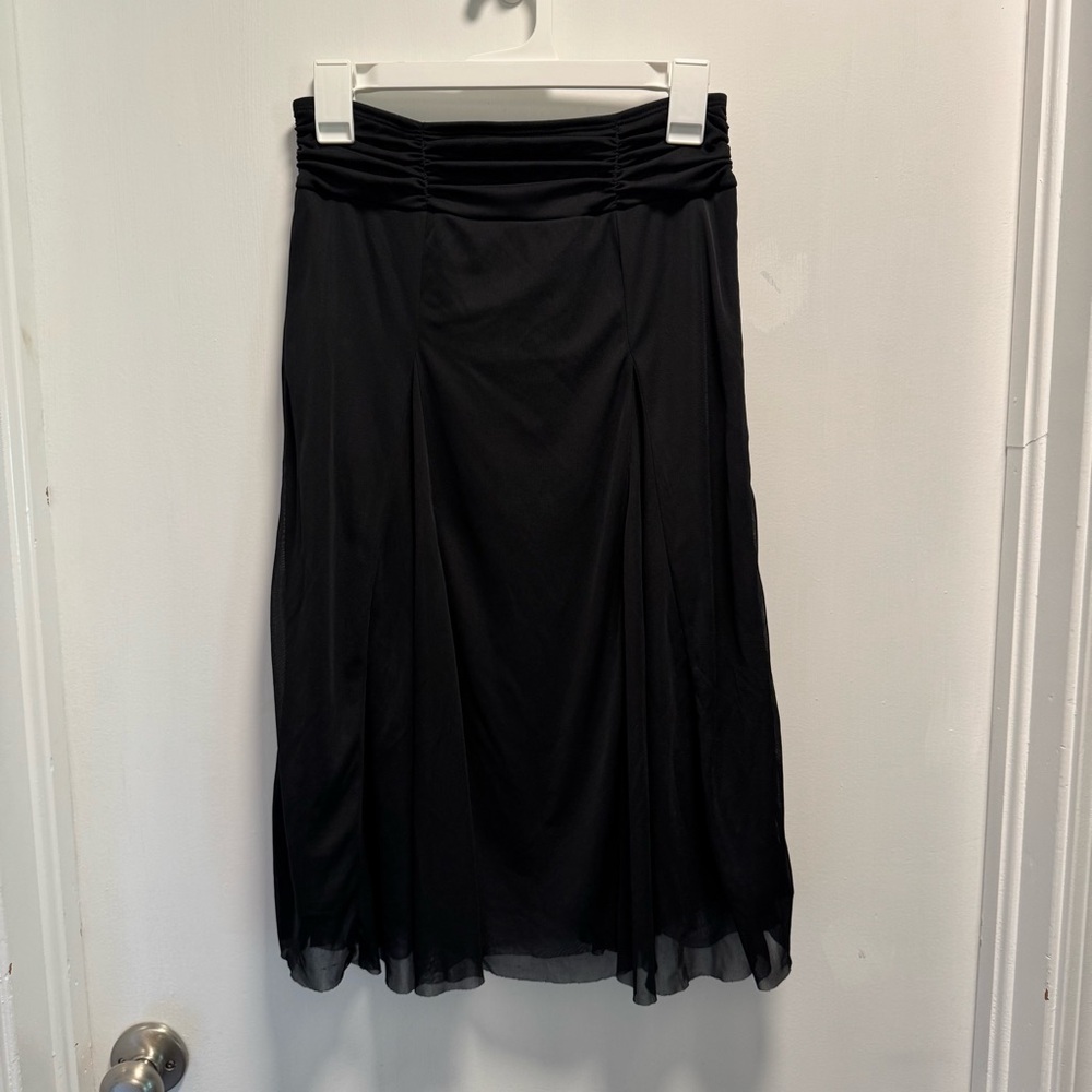 Vintage Y2K Amy Byer Knee Length Lined Sheer Chiffon Black Skirt Womens Size XL